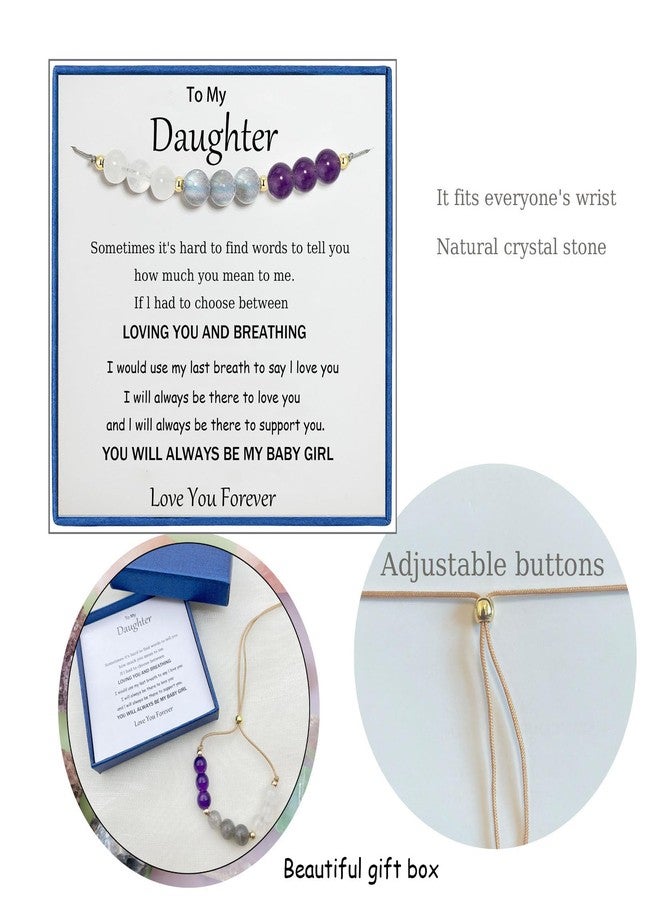 PINCHUAN Beaded Bracelet for Daughter Crystal Beaded Bracelet Inspirational Bracelets Gift for Daughter Nature Stone Bracelet Daughter Bracelets from Mom Birthday Christmas Jewelry-beaded/daughter - Image 2